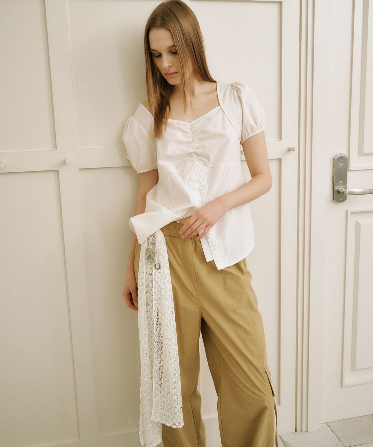 아우로(OURO) NYLON BANDING CARPENTER PANTS [ OLIVE ]