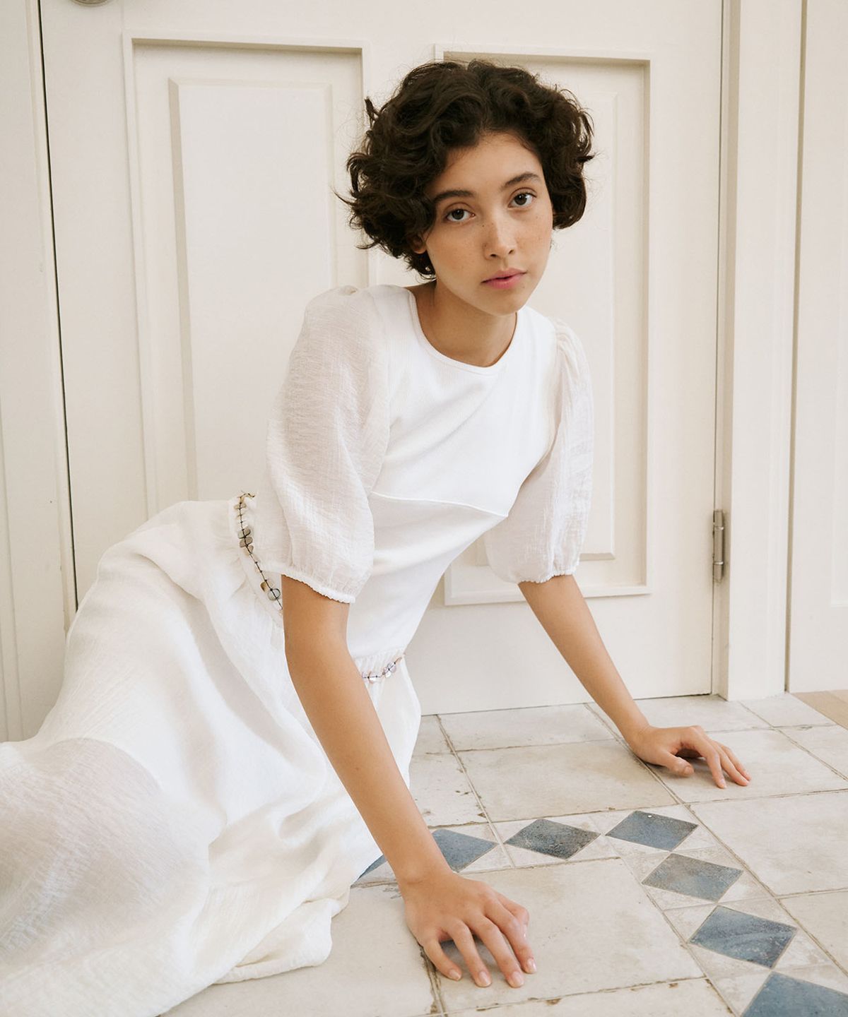 아우로(OURO) SHEER JERSEY LONG DRESS [ OFF WHITE ]