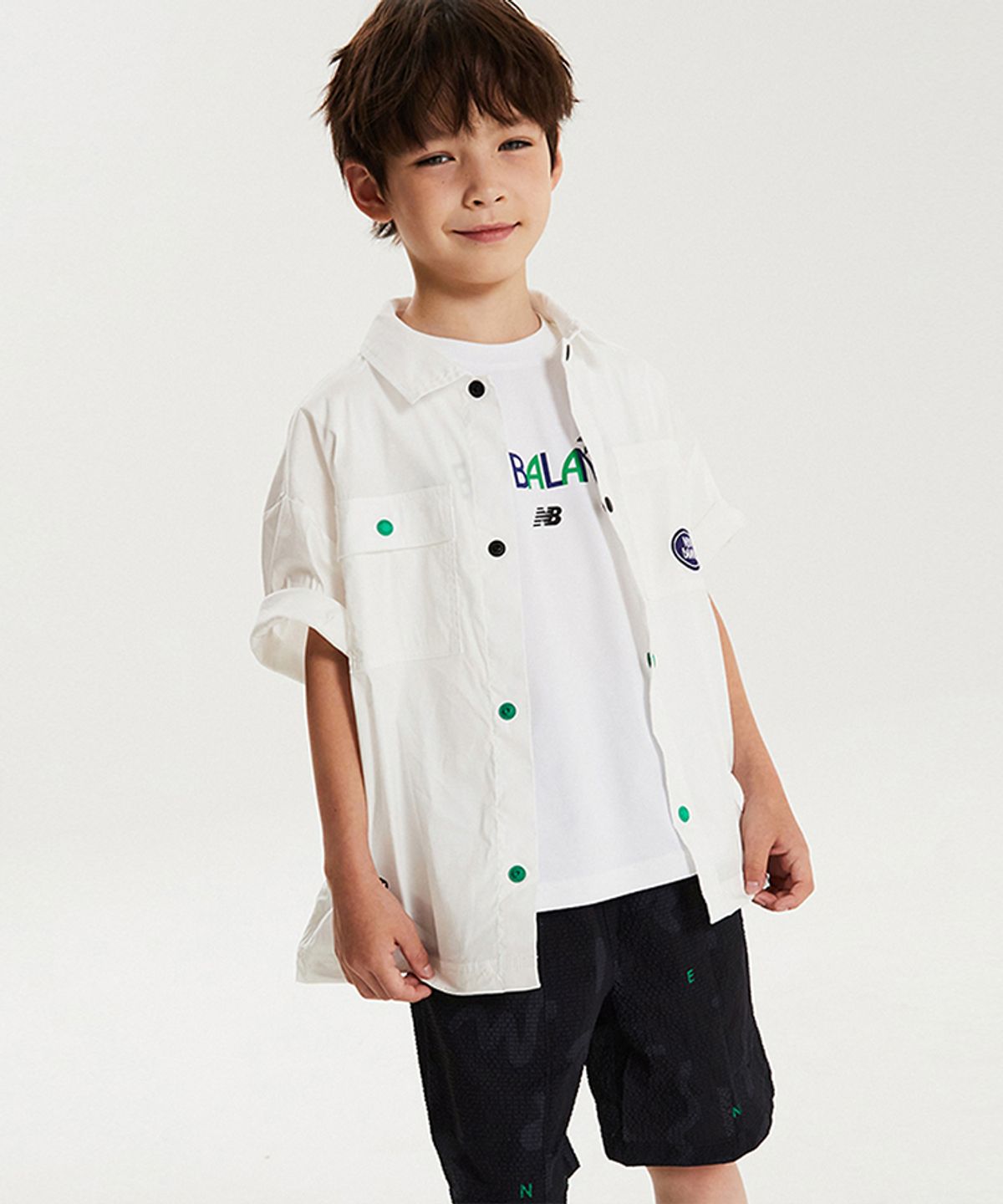 뉴발란스 키즈(NEWBALANCEKIDS) [3PCS] SUMMER WAVE_시어서커 셔켓 셋업 아동 상하복 NK9YG3971U10