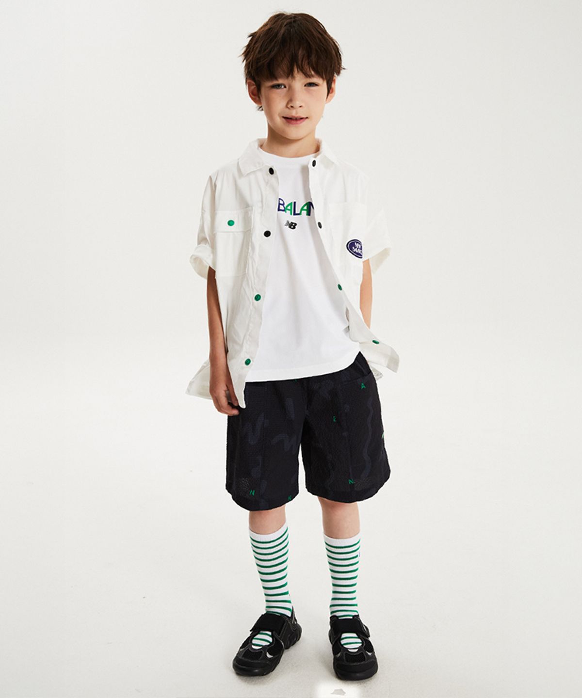 뉴발란스 키즈(NEWBALANCEKIDS) [3PCS] SUMMER WAVE_시어서커 셔켓 셋업 아동 상하복 NK9YG3971U10