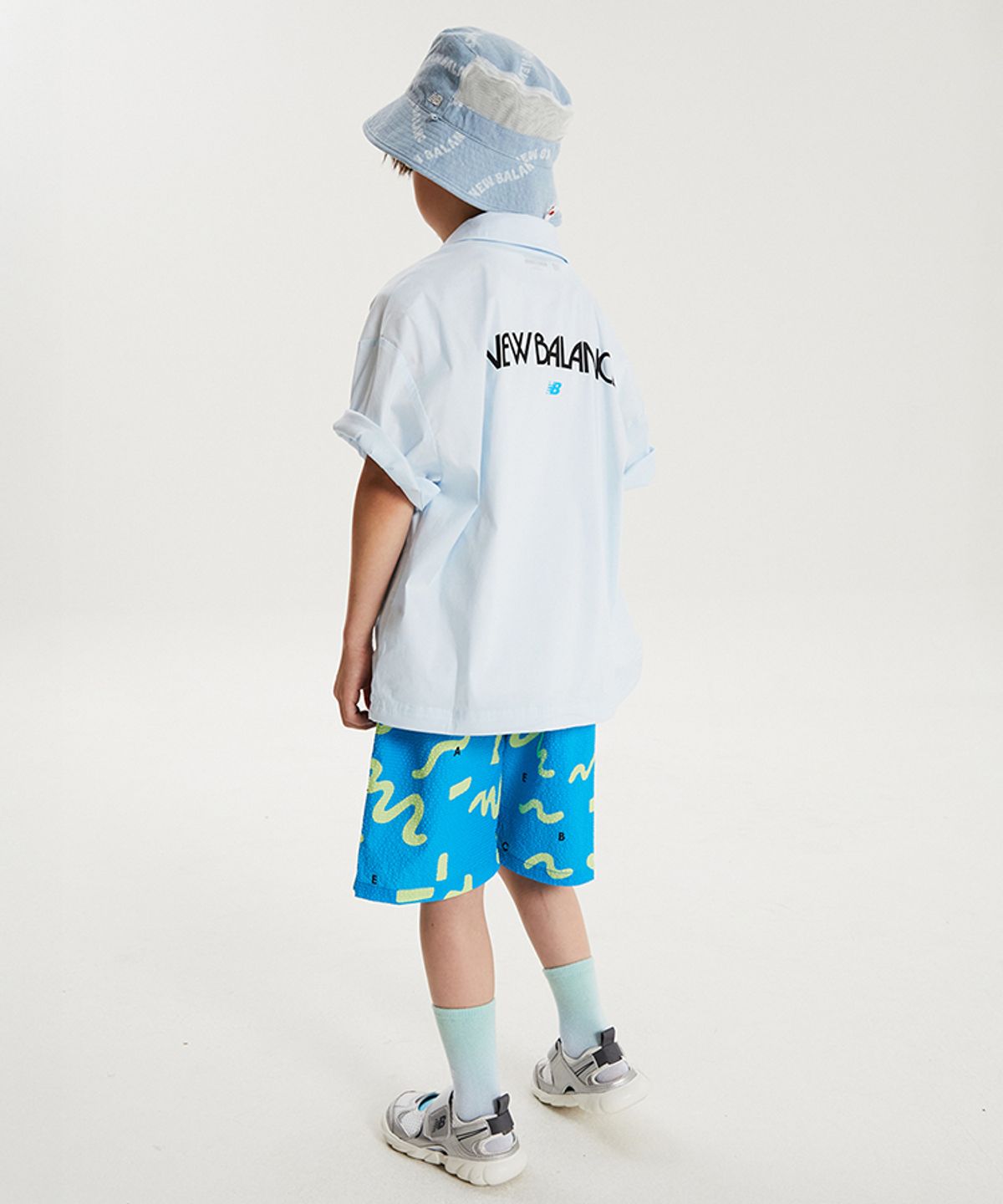 뉴발란스 키즈(NEWBALANCEKIDS) [3PCS] SUMMER WAVE_시어서커 셔켓 셋업 아동 상하복 NK9YG3971U51
