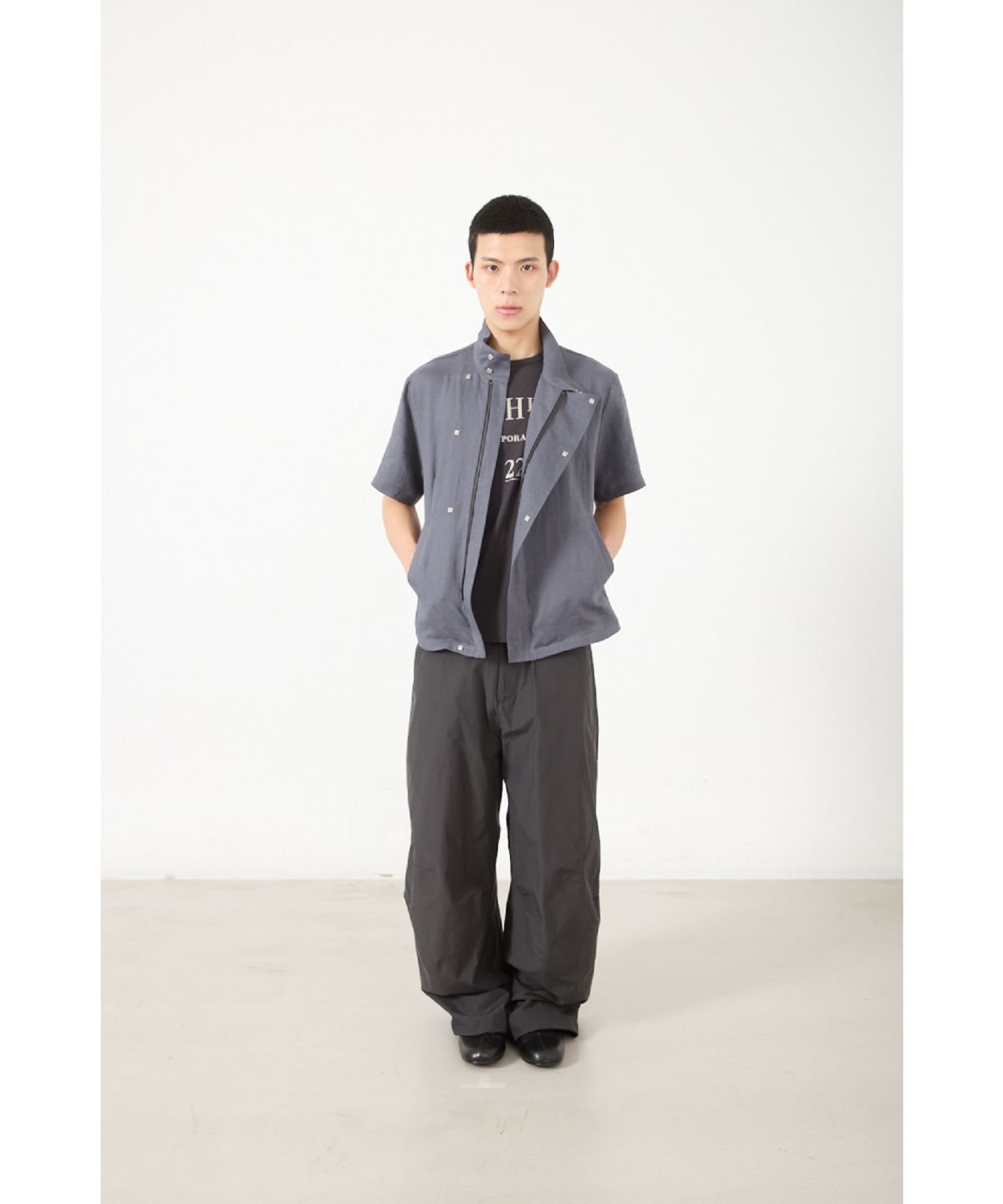 해칭룸(HATCHINGROOM) Arc Zip Shirket Blue Grey