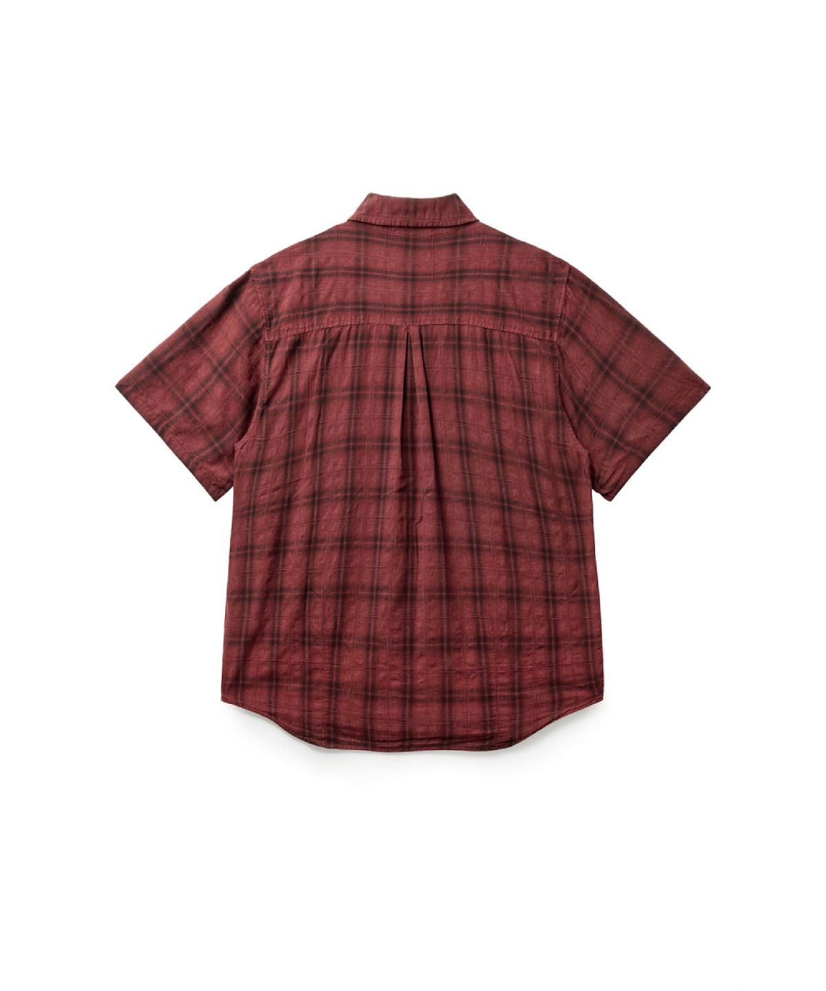 해칭룸(HATCHINGROOM) 2Pk Shirt 1/2 Over Dyed Check Dark Red