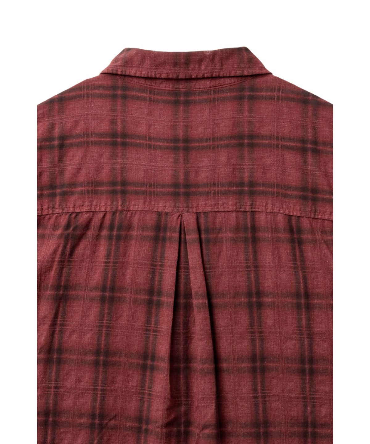 해칭룸(HATCHINGROOM) 2Pk Shirt 1/2 Over Dyed Check Dark Red