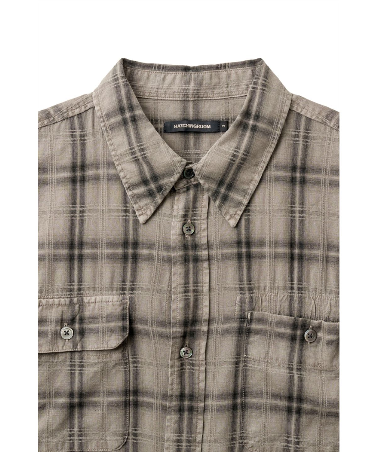 해칭룸(HATCHINGROOM) 2Pk Shirt 1/2 Over Dyed Check Desert