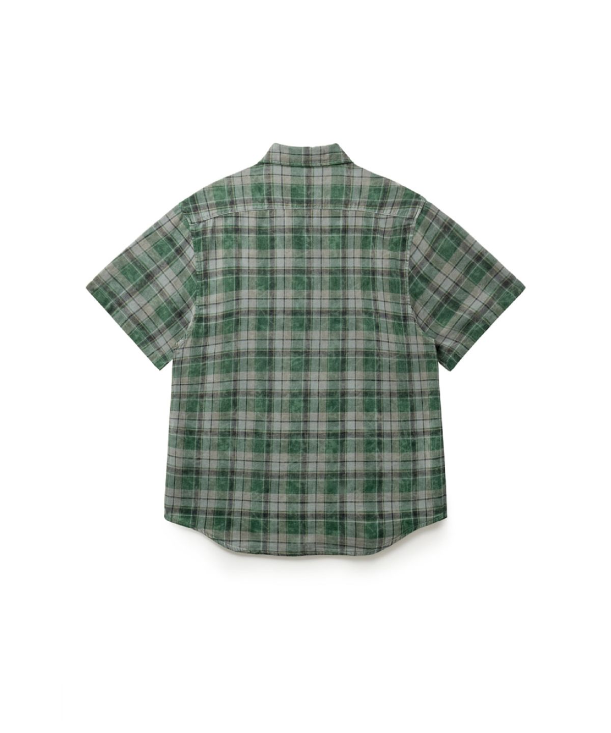 해칭룸(HATCHINGROOM) Arrow Shirt Over Dyed Bleached Check Green