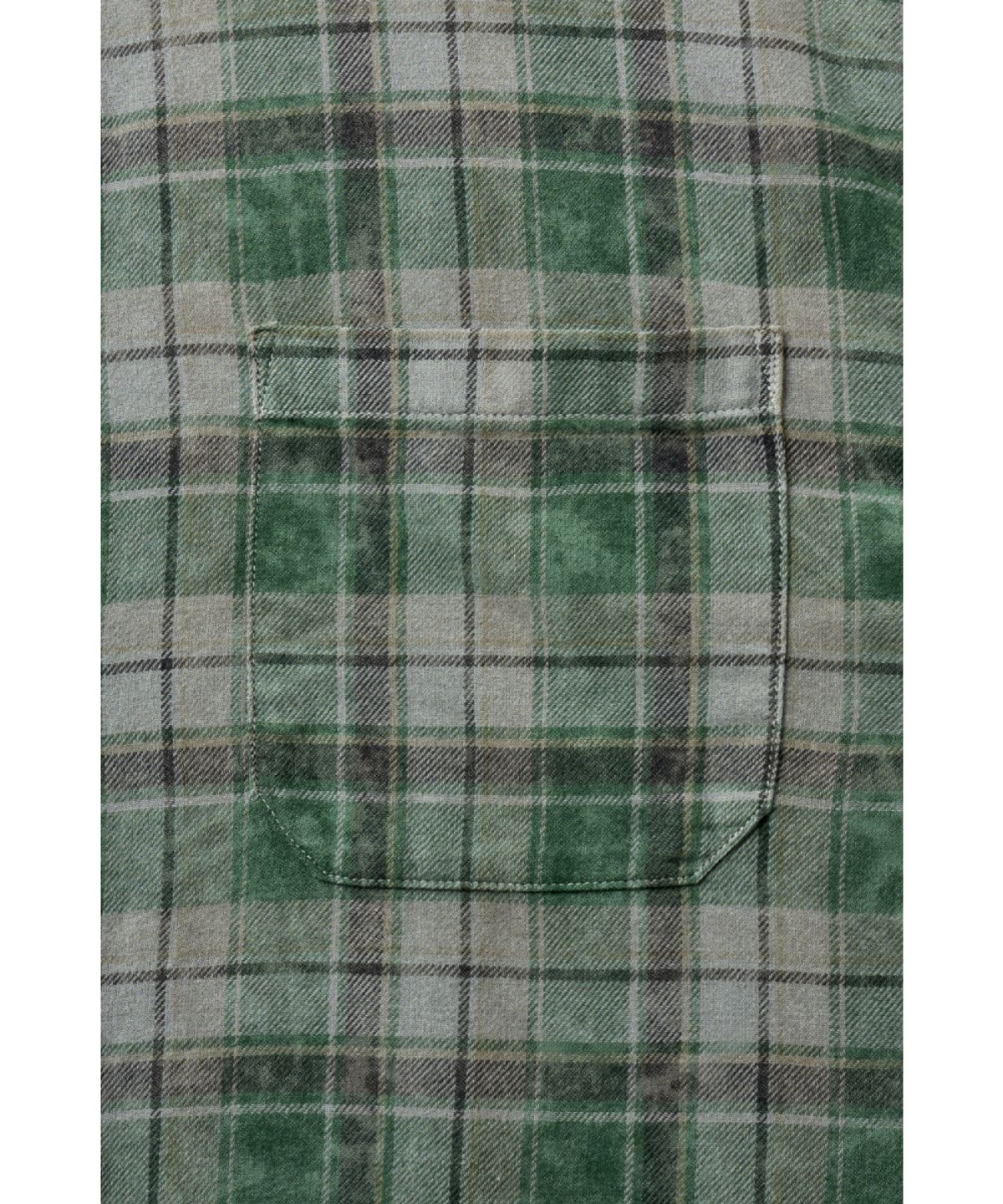 해칭룸(HATCHINGROOM) Arrow Shirt Over Dyed Bleached Check Green