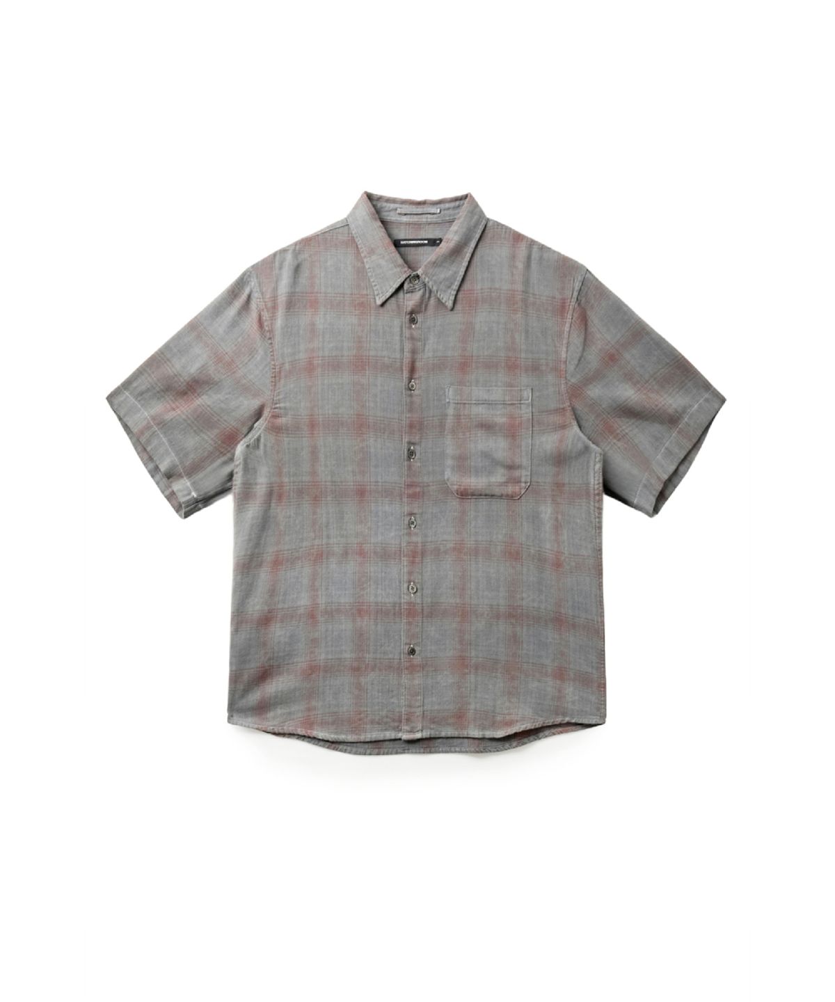 해칭룸(HATCHINGROOM) Arrow Shirt Over Dyed Bleached Check Grey