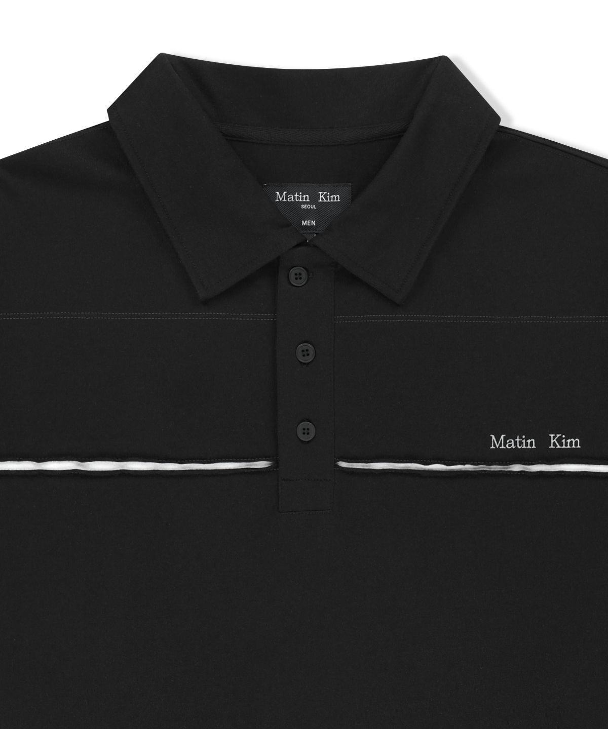 마뗑킴(MATIN KIM) CUT OUT BLOCK COLLAR TOP FOR MEN IN BLACK