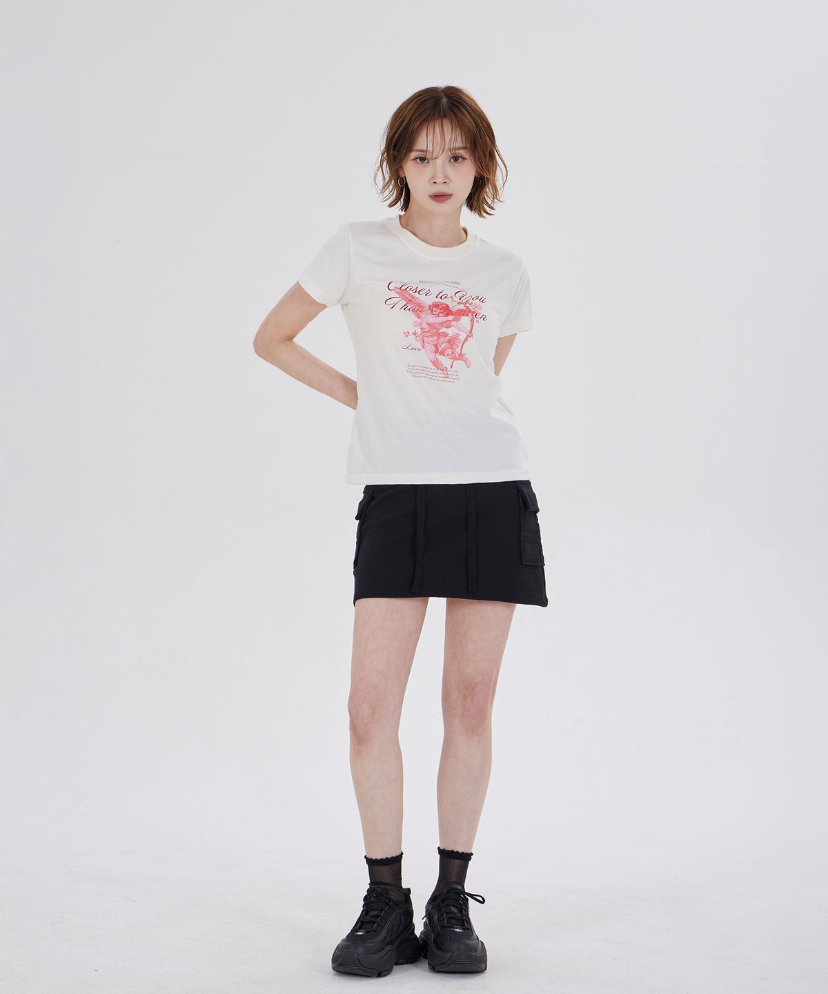 디스펑트(DYSFUNCT) BOW ANGEL SLIM FIT T-SHIRT(IVORY)