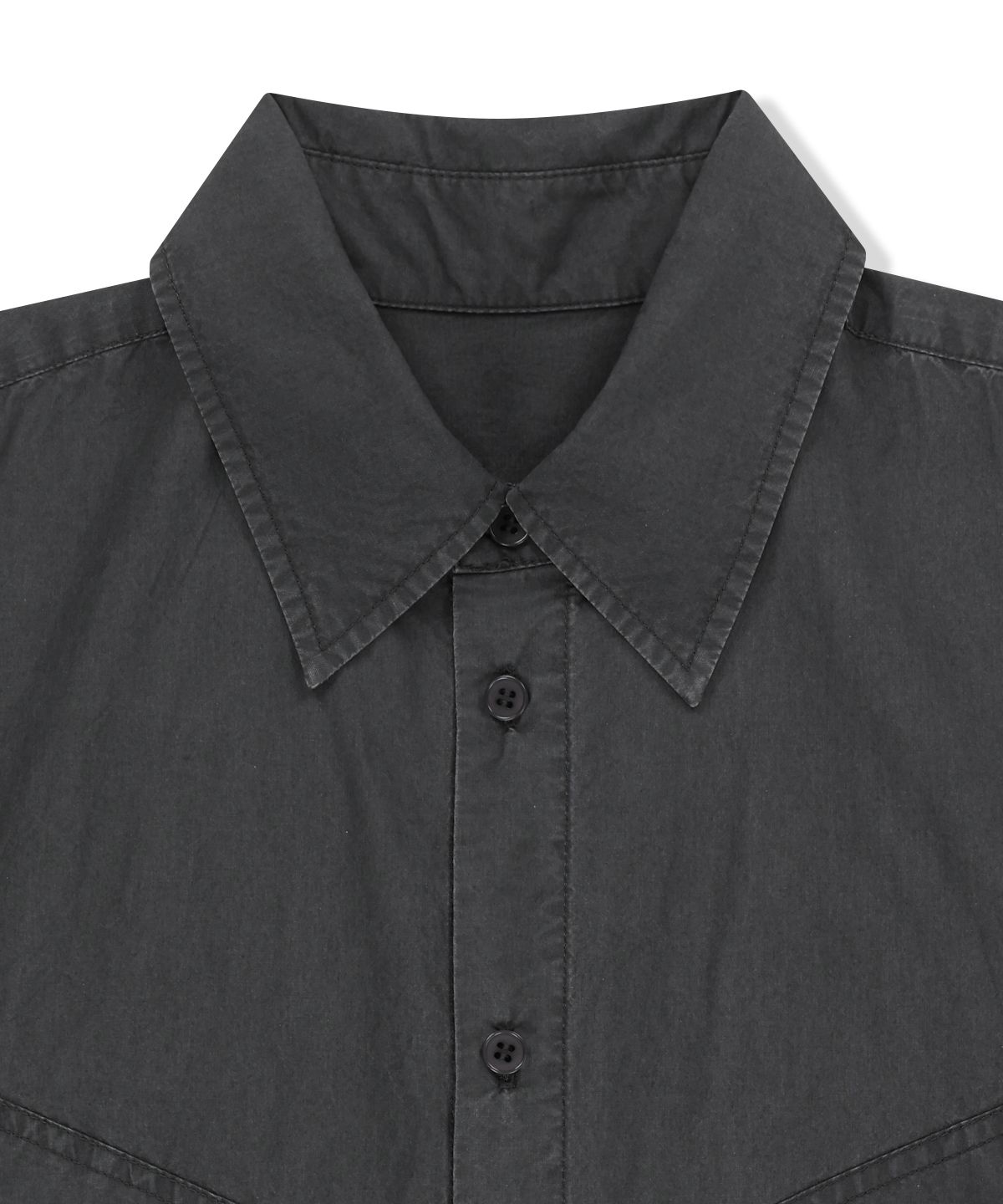 마뗑킴(MATIN KIM) HALF SLEEVE POCKET SHIRT IN CHARCOAL