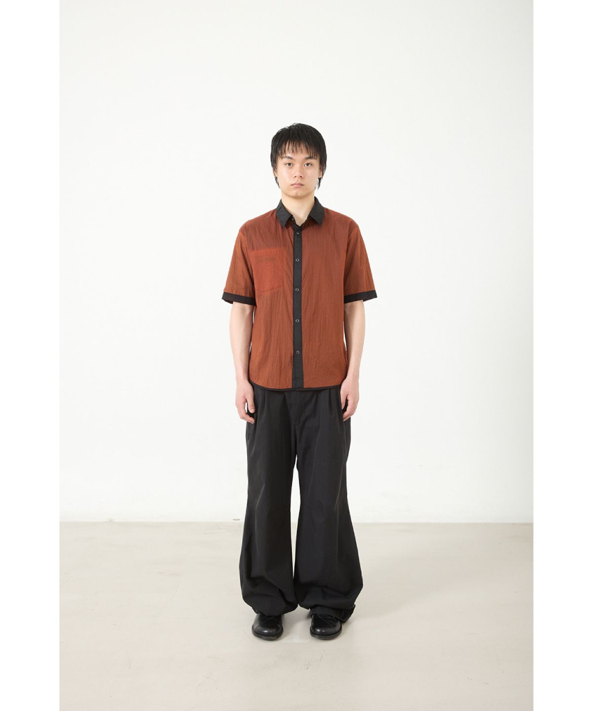 해칭룸(HATCHINGROOM) Reversible Two Face Shirt Black/Orange