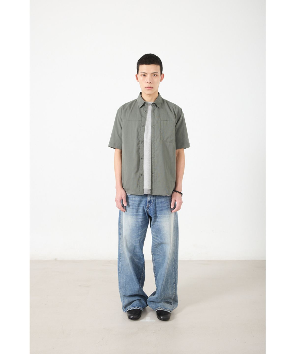 해칭룸(HATCHINGROOM) Reversible Two Face Shirt Sage/Grey