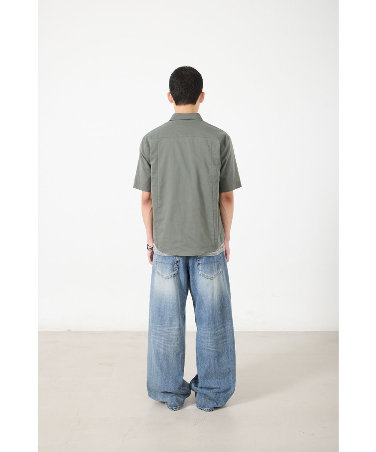 해칭룸(HATCHINGROOM) Reversible Two Face Shirt Sage/Grey