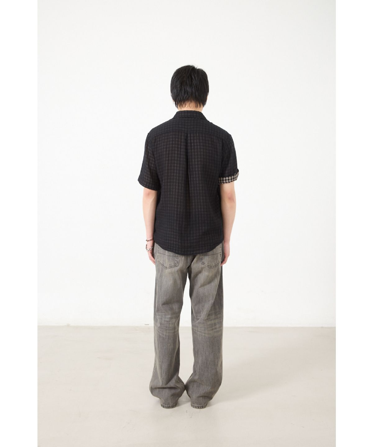 해칭룸(HATCHINGROOM) Shadow Check Shirt Gingham Check Grey Beige