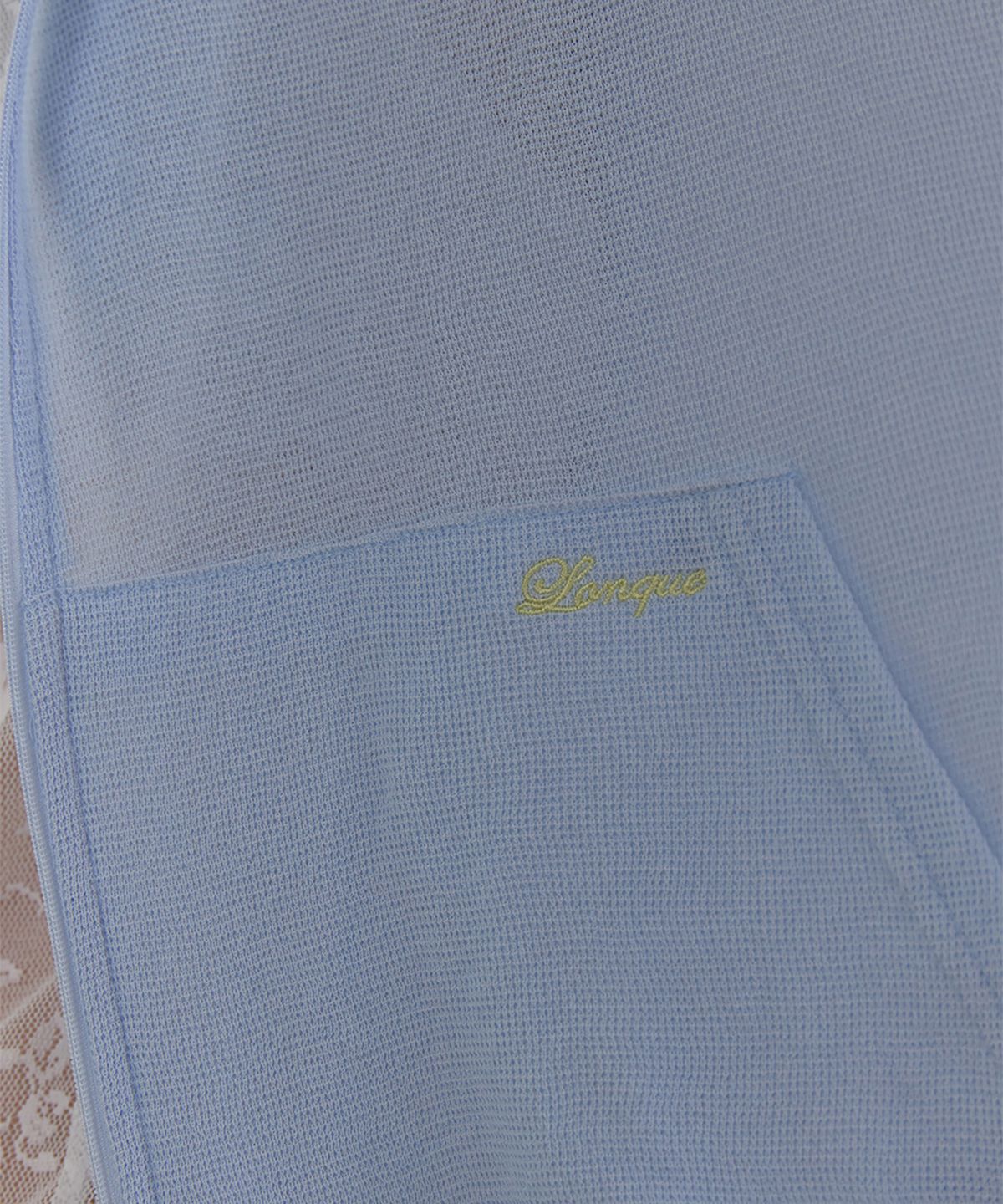 론크(LONQUE) SUMMER SHEER LOGO ZIP-UP HOODIE (SKY BLUE)