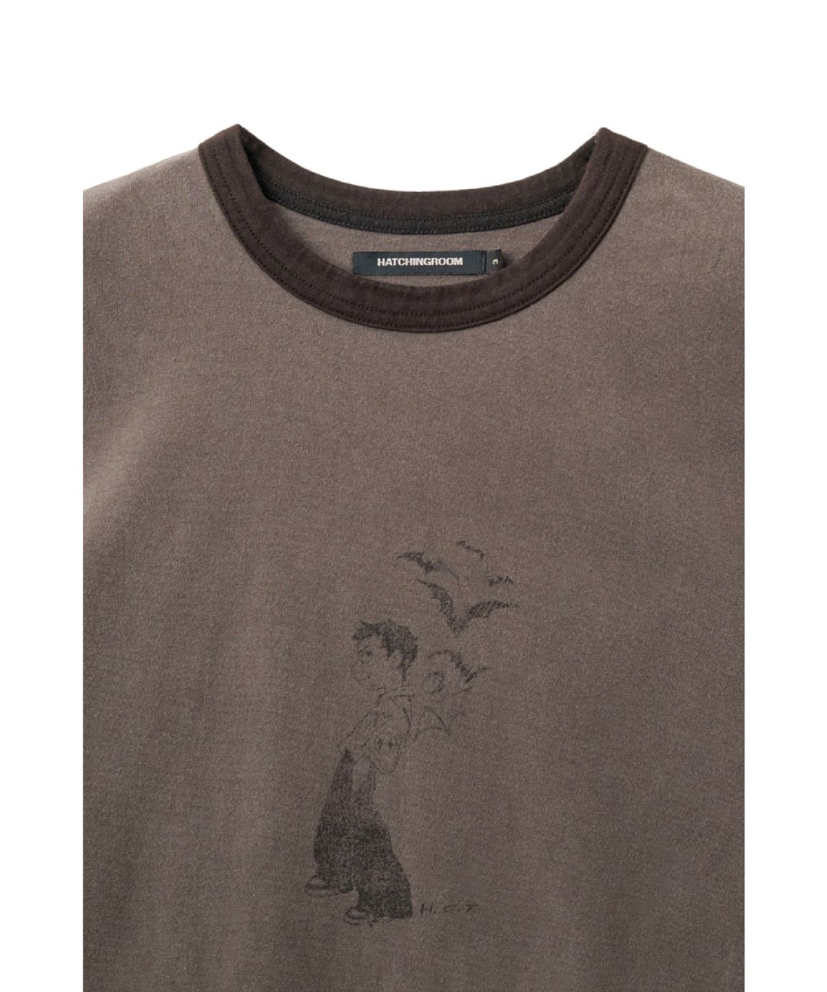 해칭룸(HATCHINGROOM) Vampire Kid Ringer Tee Dyed Brown