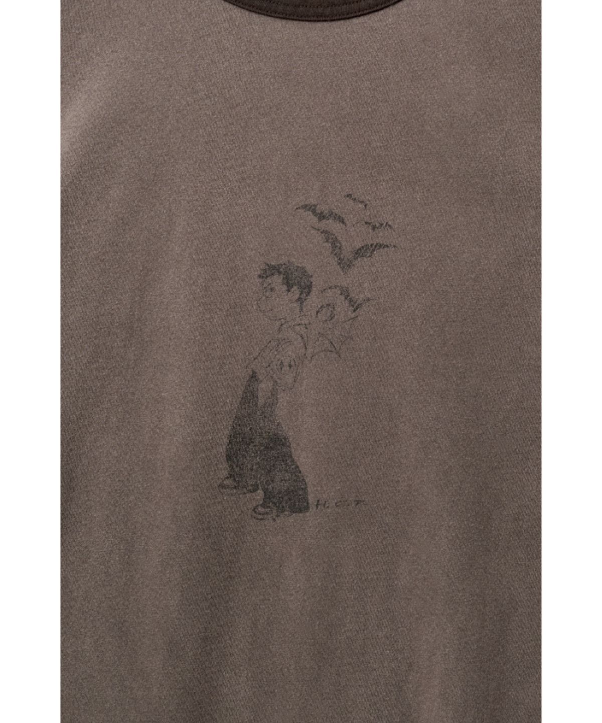 해칭룸(HATCHINGROOM) Vampire Kid Ringer Tee Dyed Brown