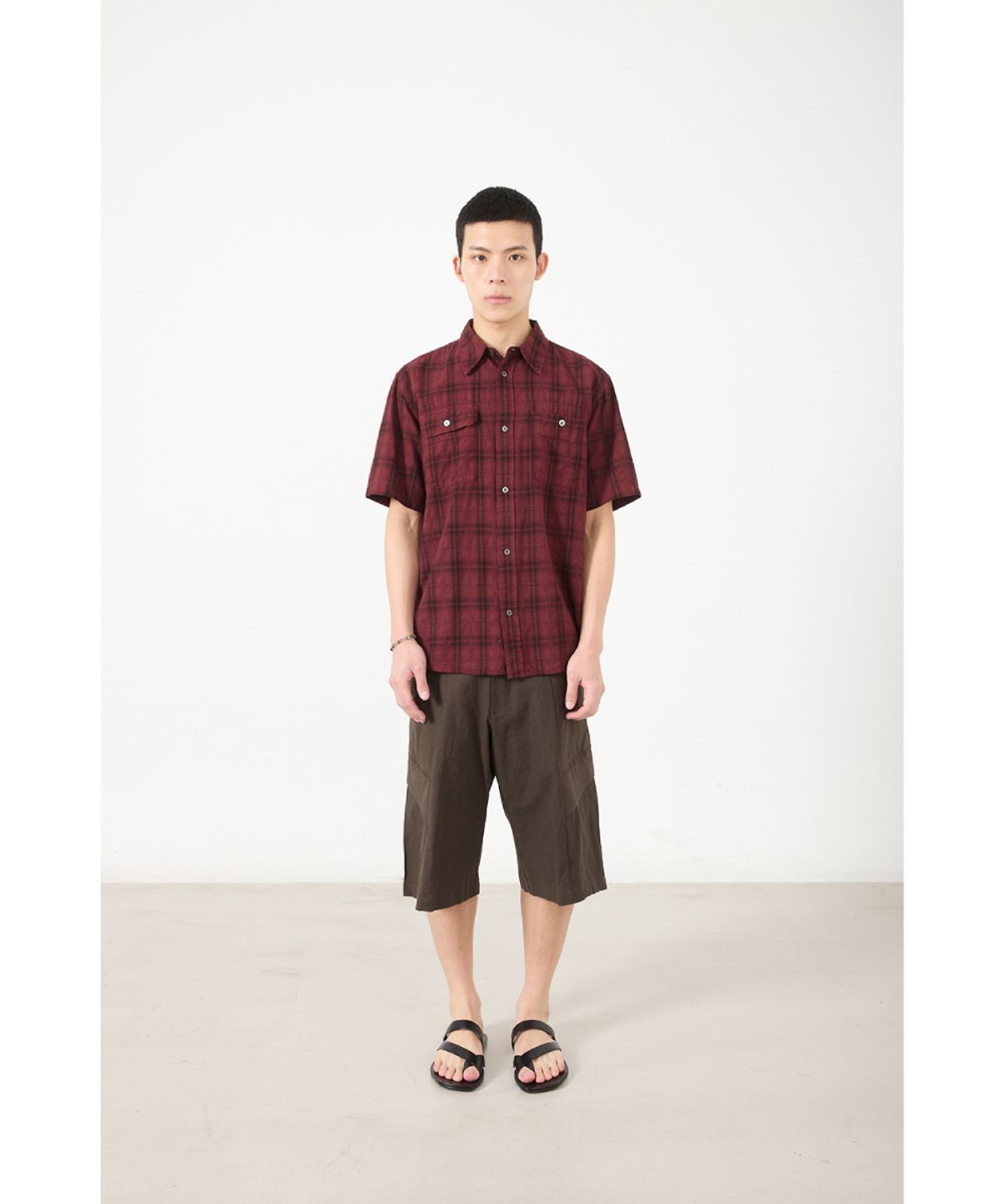 해칭룸(HATCHINGROOM) Flap Shorts Mud Brown