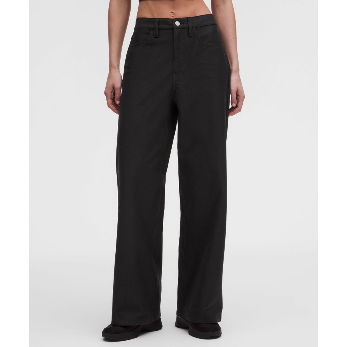 룰루레몬(LULULEMON) 이지파이브 미드라이즈 클래식 와이드 팬츠 *레귤러  BLK