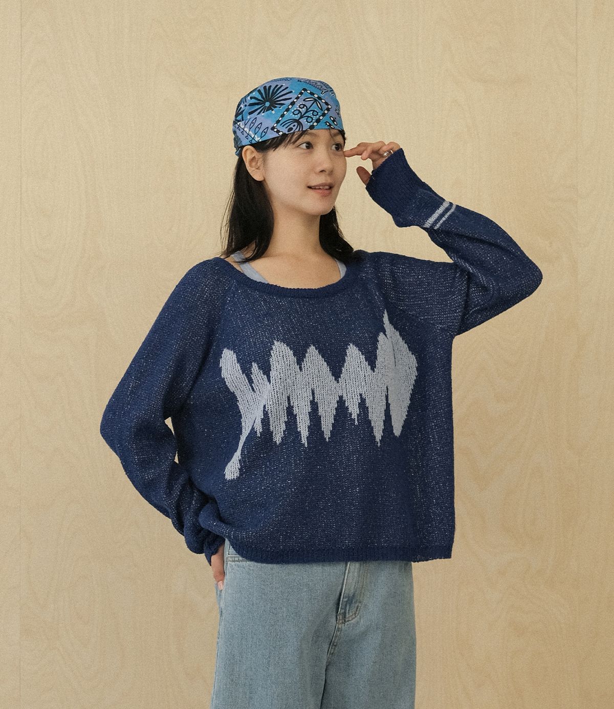 에메모가든(MMOGARDEN) (w) bangle jacquard boucle knit (3colors)