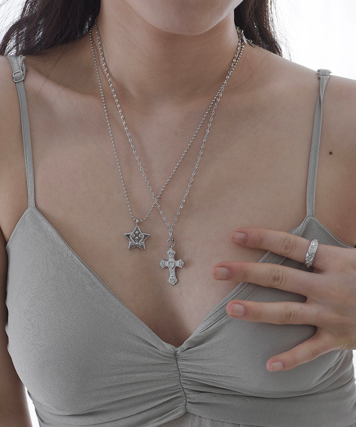 러브트릭스(LOVETRIX) Star  Lace Dot Necklace