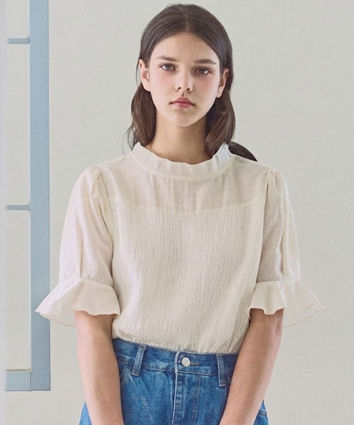 슬로우롤리(SLOWLOLLI) Mixed layered blouse_2 Colors