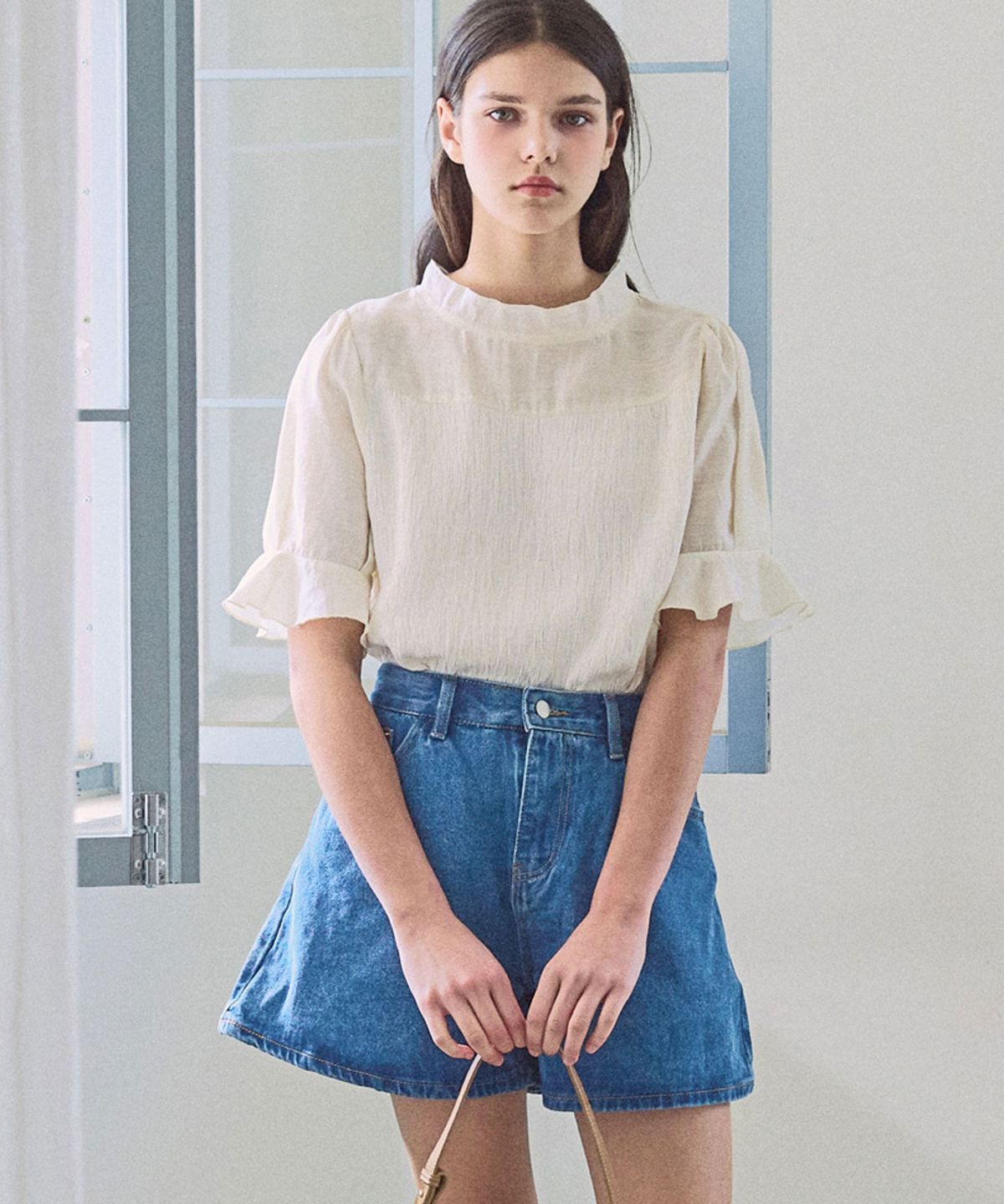 슬로우롤리(SLOWLOLLI) Mixed layered blouse_2 Colors
