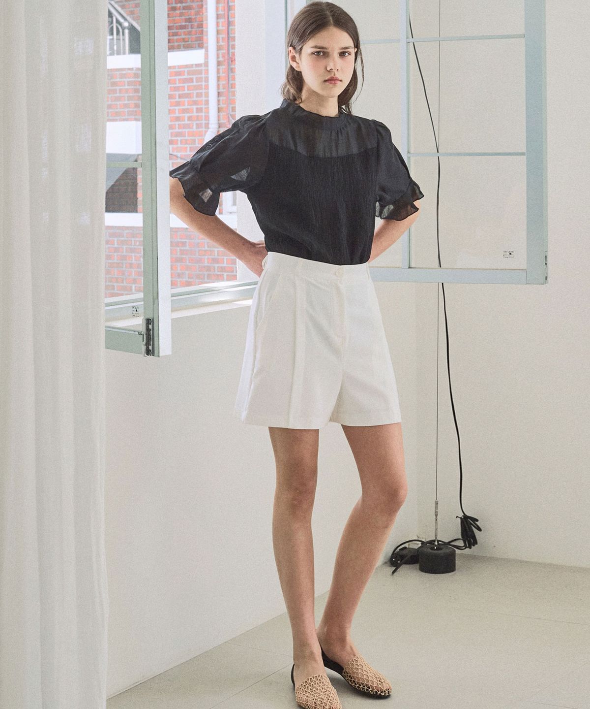 슬로우롤리(SLOWLOLLI) Mixed layered blouse_2 Colors