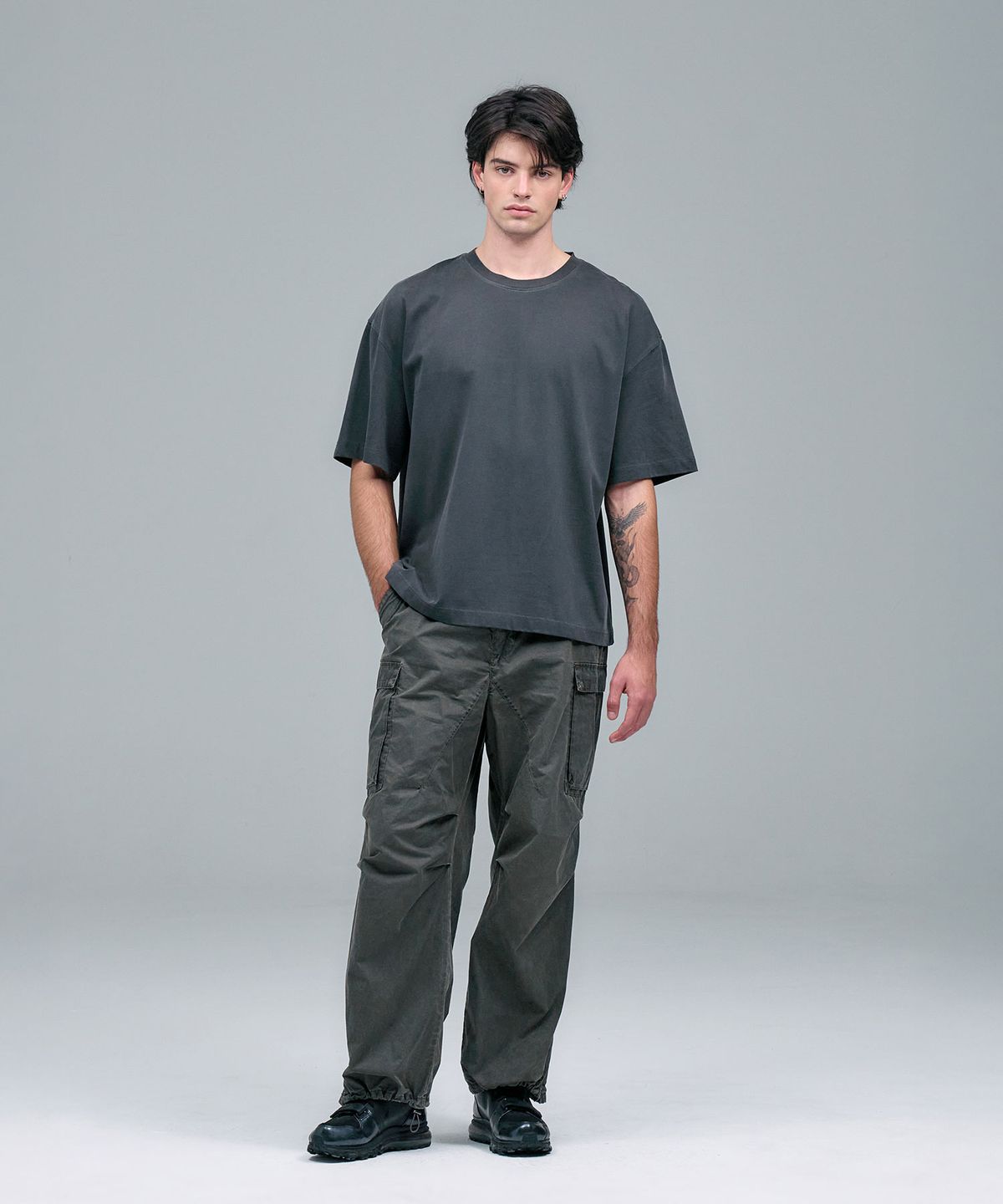 블레민크벨드(VLEMINCKVELD) Vleminckveld script Pigment Oversized T-shirts_Gray, Yellow