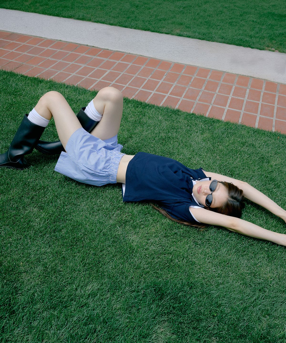 아웃도어 보이스(OUTDOOR VOICES) (W)STRIPE COMFORT BOXER SHORTS (BLUE)