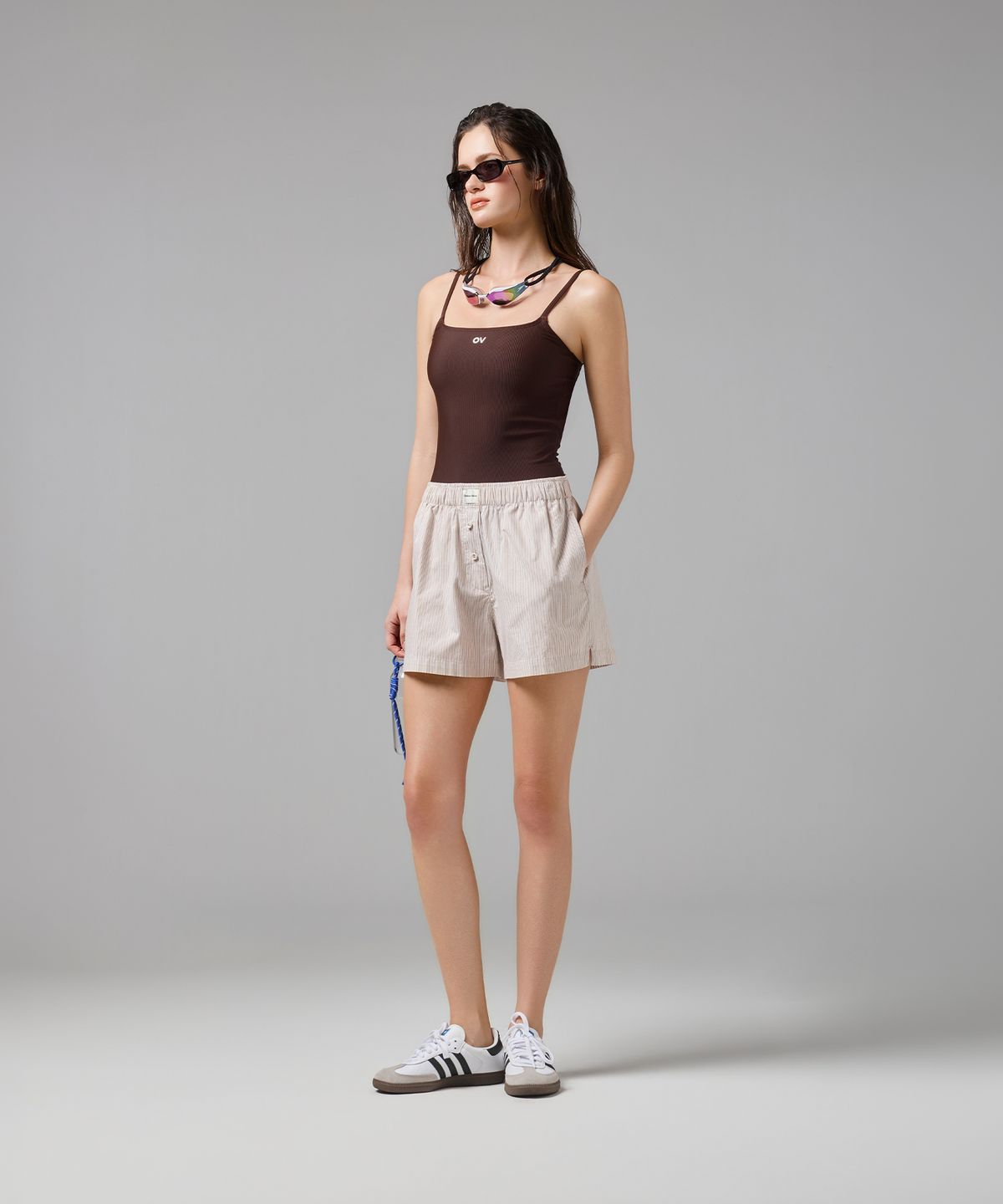 아웃도어 보이스(OUTDOOR VOICES) (W)STRIPE COMFORT BOXER SHORTS (BEIGE)