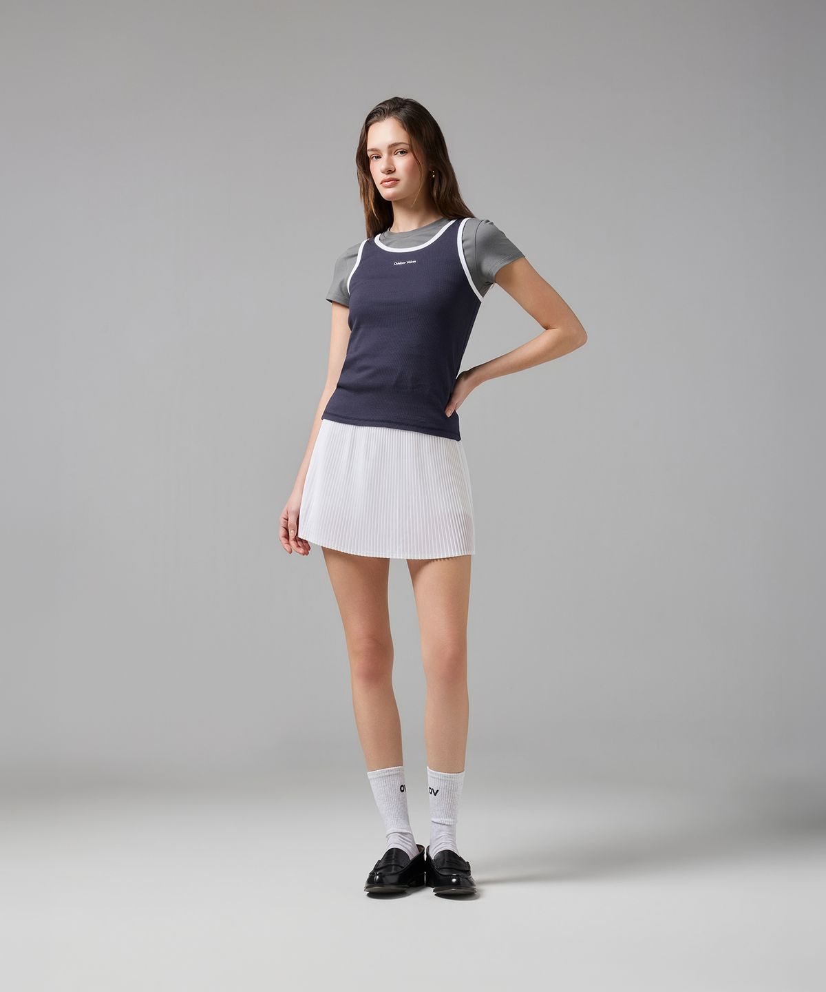 아웃도어 보이스(OUTDOOR VOICES) (W)LINING RINGER SLEEVELESS (NAVY)