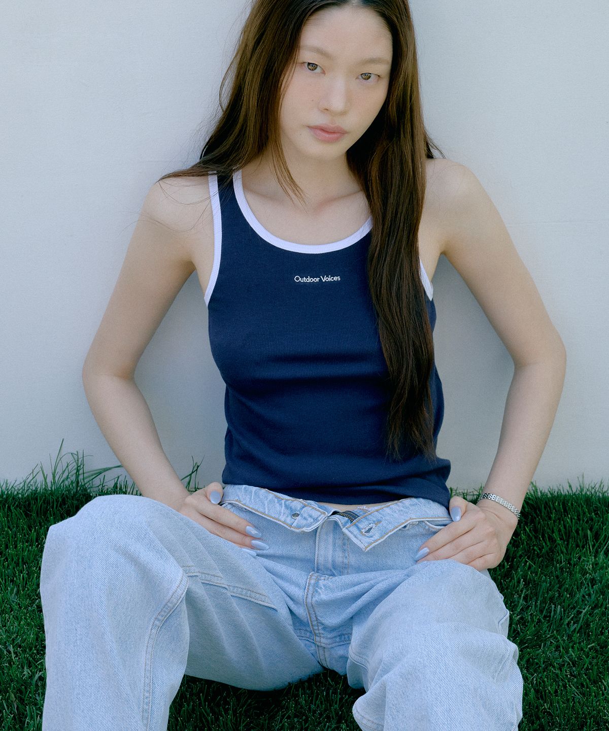 아웃도어 보이스(OUTDOOR VOICES) (W)LINING RINGER SLEEVELESS (NAVY)