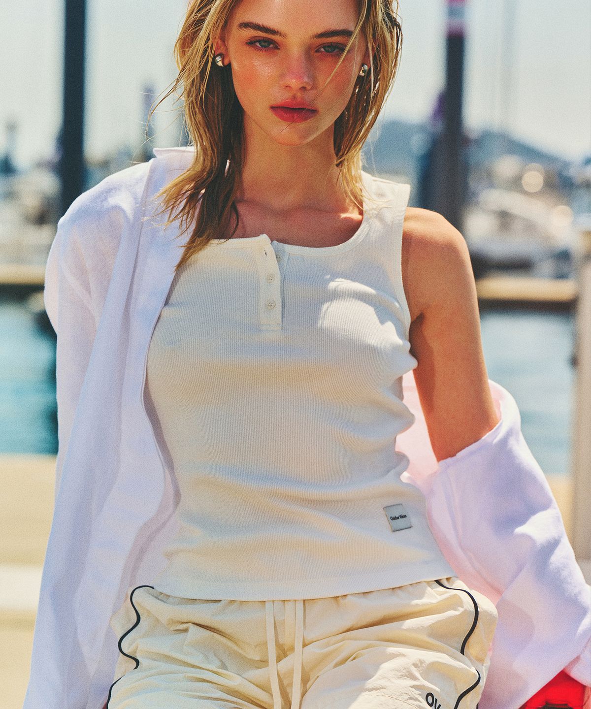 아웃도어 보이스(OUTDOOR VOICES) (W)ESSENTIAL HENLEY SLEEVELESS (WHITE)