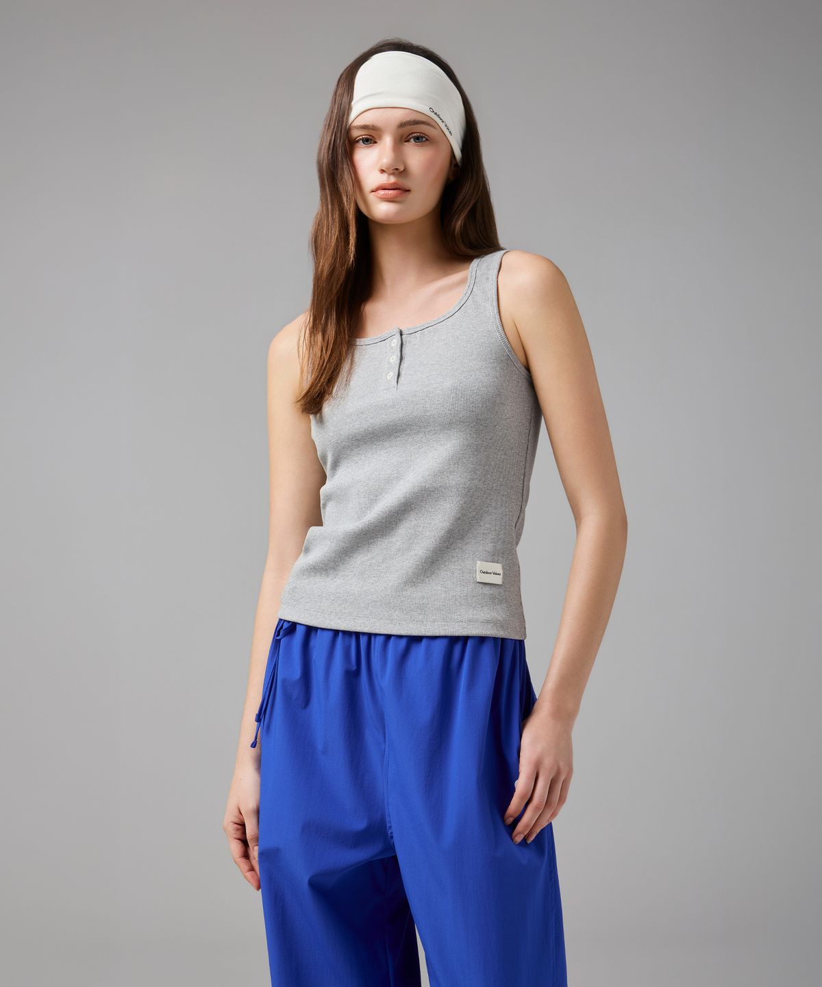 아웃도어 보이스(OUTDOOR VOICES) (W)ESSENTIAL HENLEY SLEEVELESS (HEATHER GRAY)