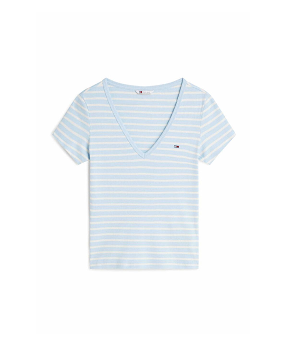 타미진스(TOMMY JEANS) 슬림 에센셜 립 브이넥 티셔츠 (T32G6TTO10TWT10BA)