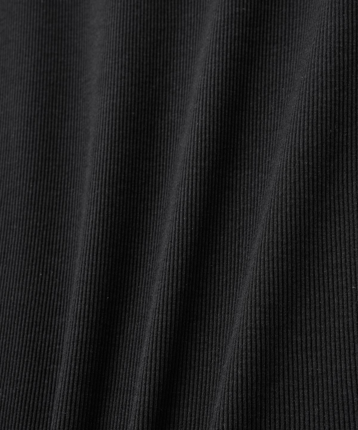 노이어(NOIRER) 리브드 헨리넥 레이어드 티셔츠 (블랙)
