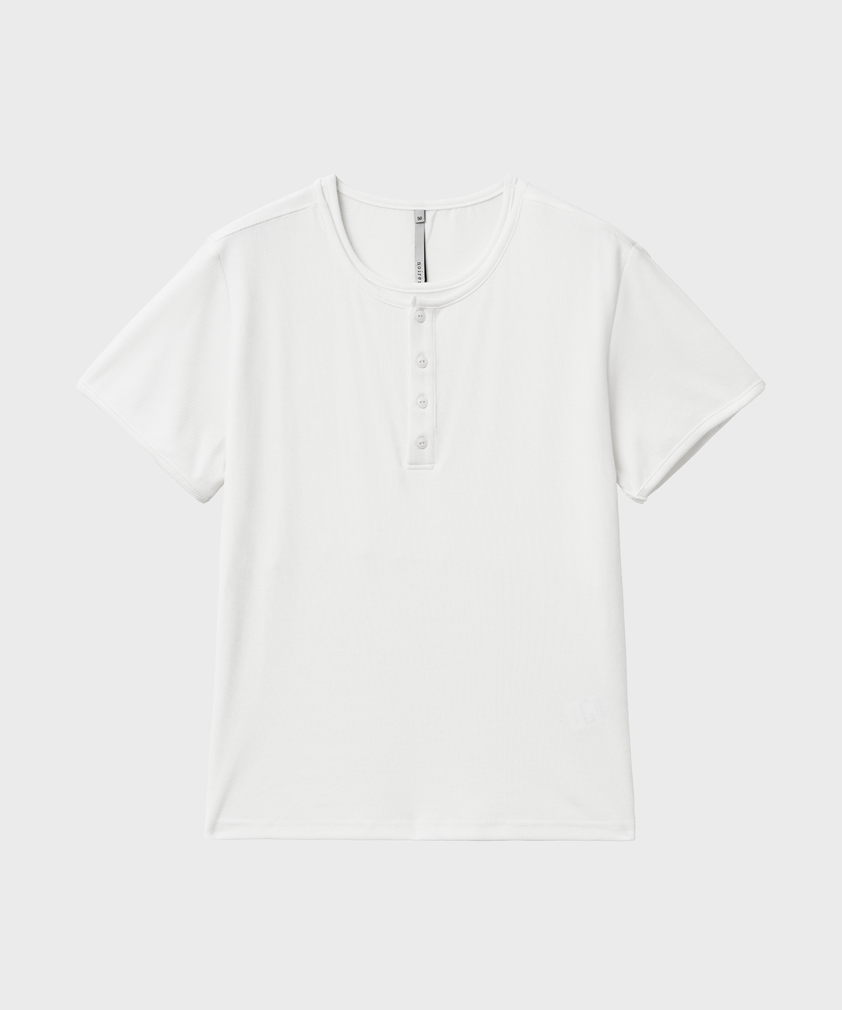 노이어(NOIRER) 리브드 헨리넥 레이어드 티셔츠 (화이트)