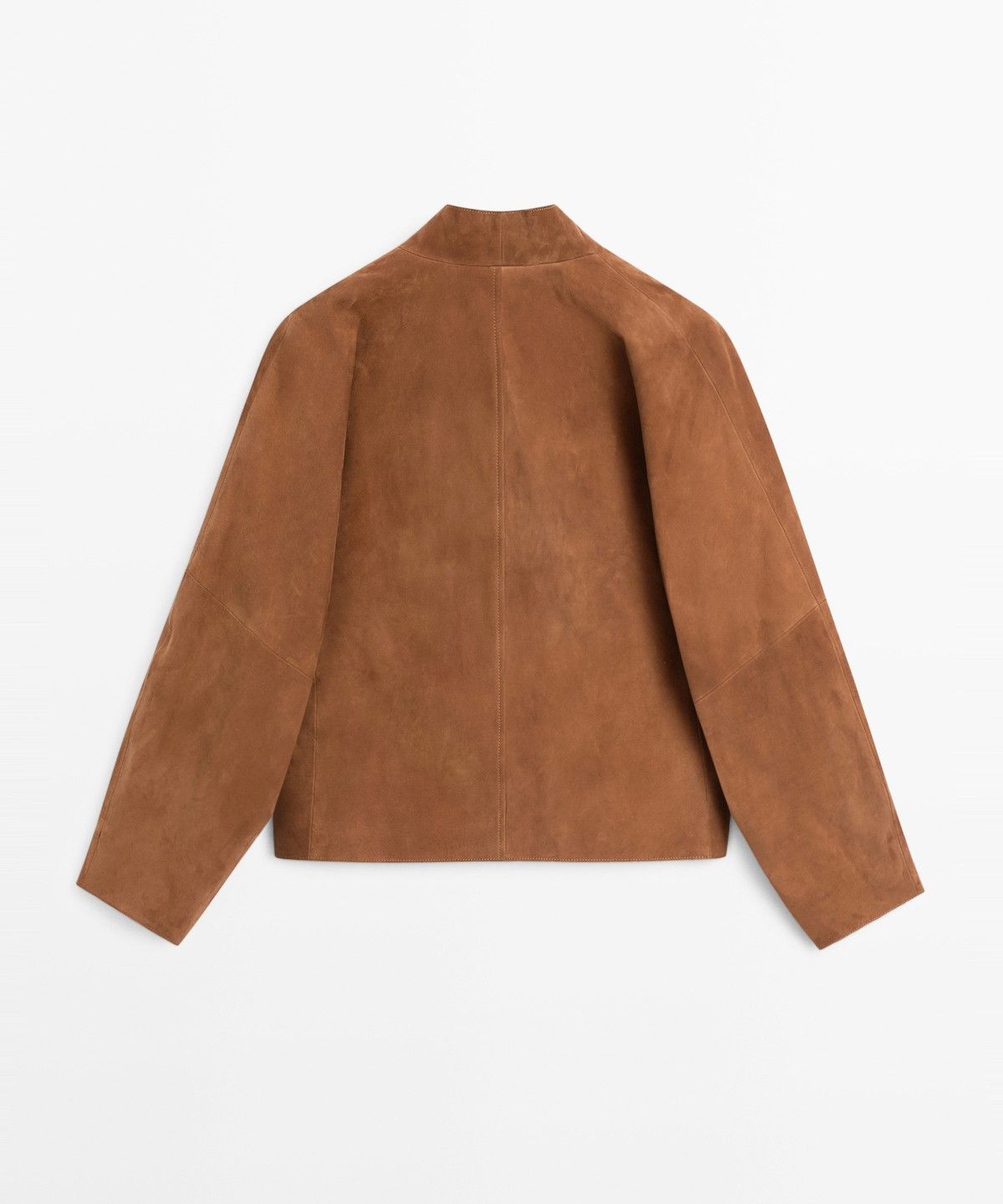 마시모두띠(MASSIMO DUTTI) 브이넥 스웨이드 레더 볼륨 자켓