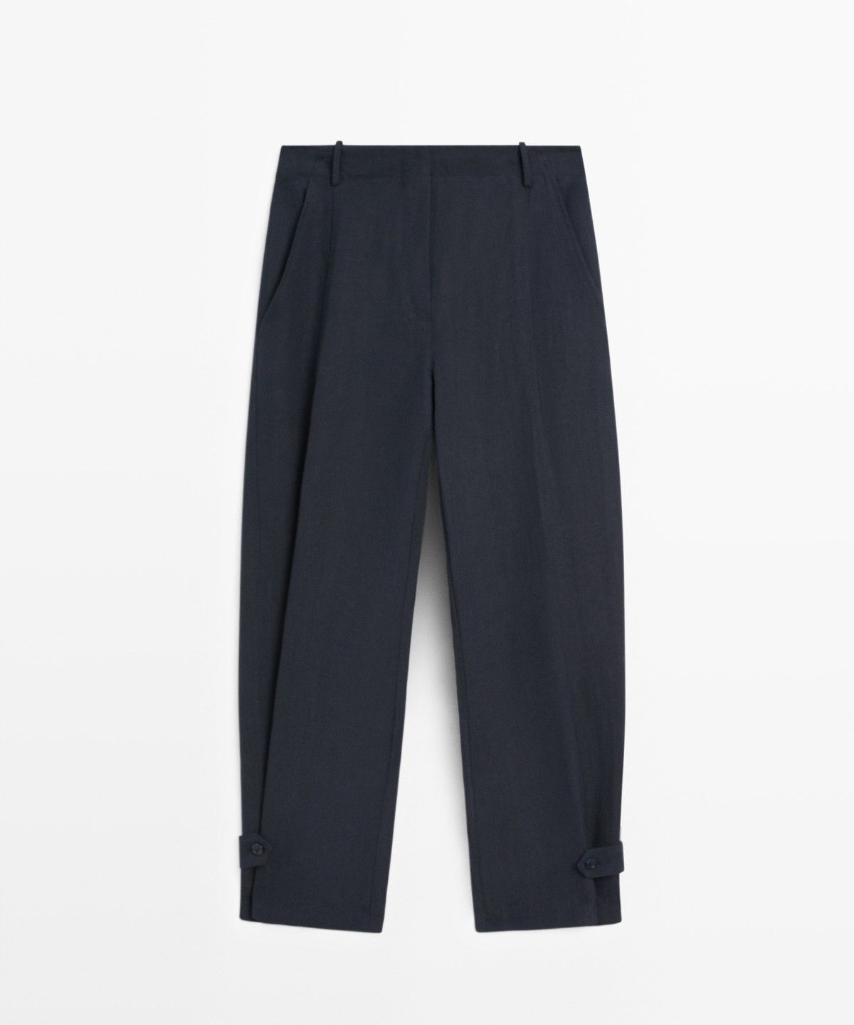 마시모두띠(MASSIMO DUTTI) 버튼 디테일 플루이드 린넨 블렌드 팬츠