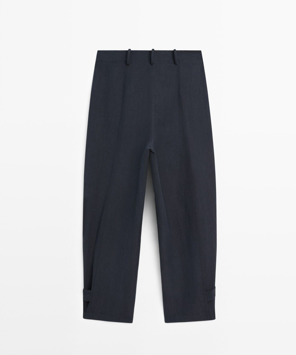 마시모두띠(MASSIMO DUTTI) 버튼 디테일 플루이드 린넨 블렌드 팬츠