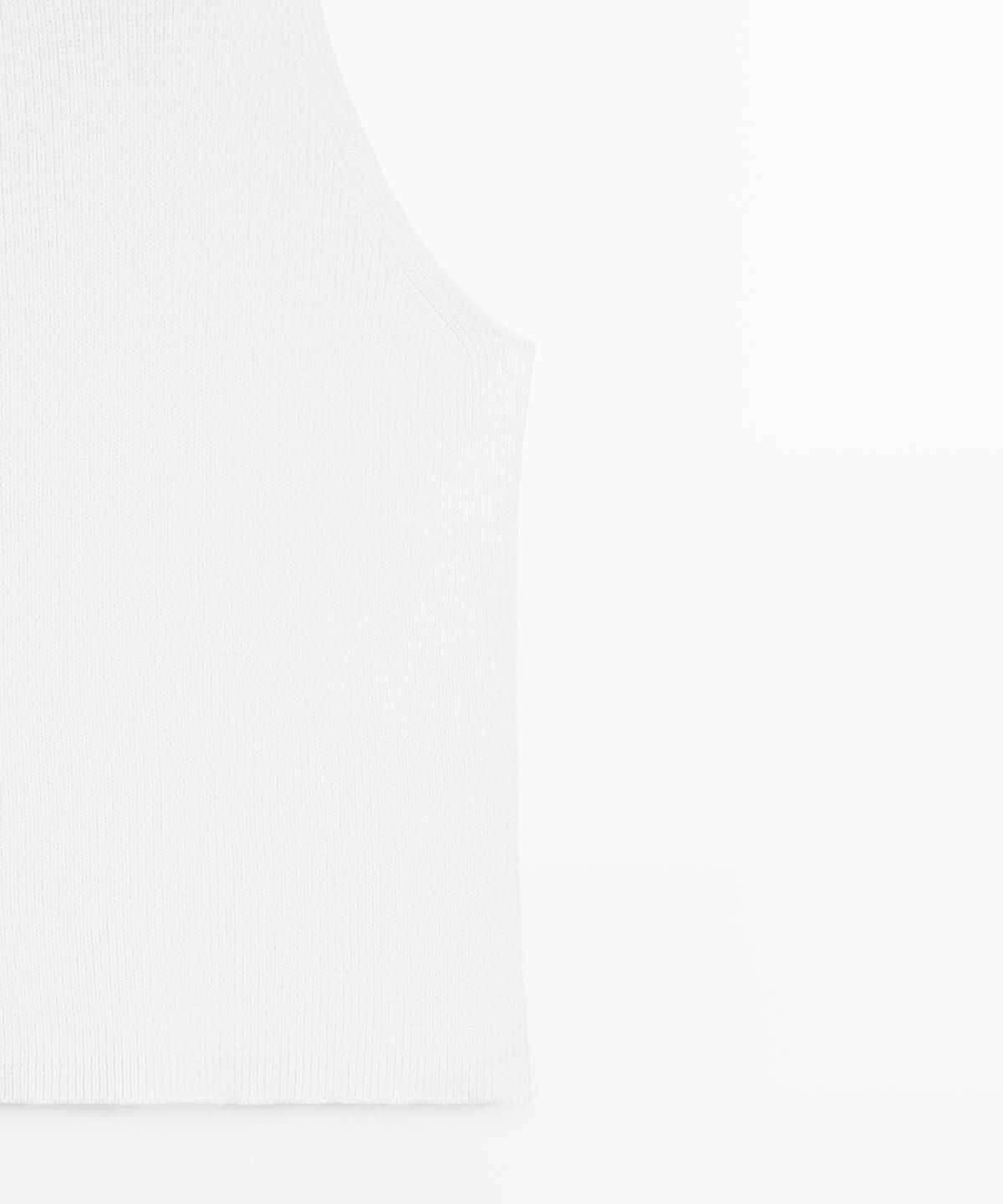 마시모두띠(MASSIMO DUTTI) 코튼 블렌드 립 디테일 홀터넥 탑