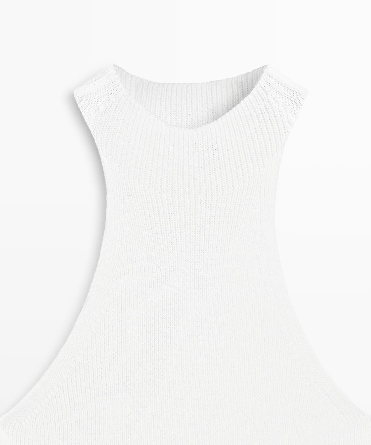 마시모두띠(MASSIMO DUTTI) 코튼 블렌드 립 디테일 홀터넥 탑
