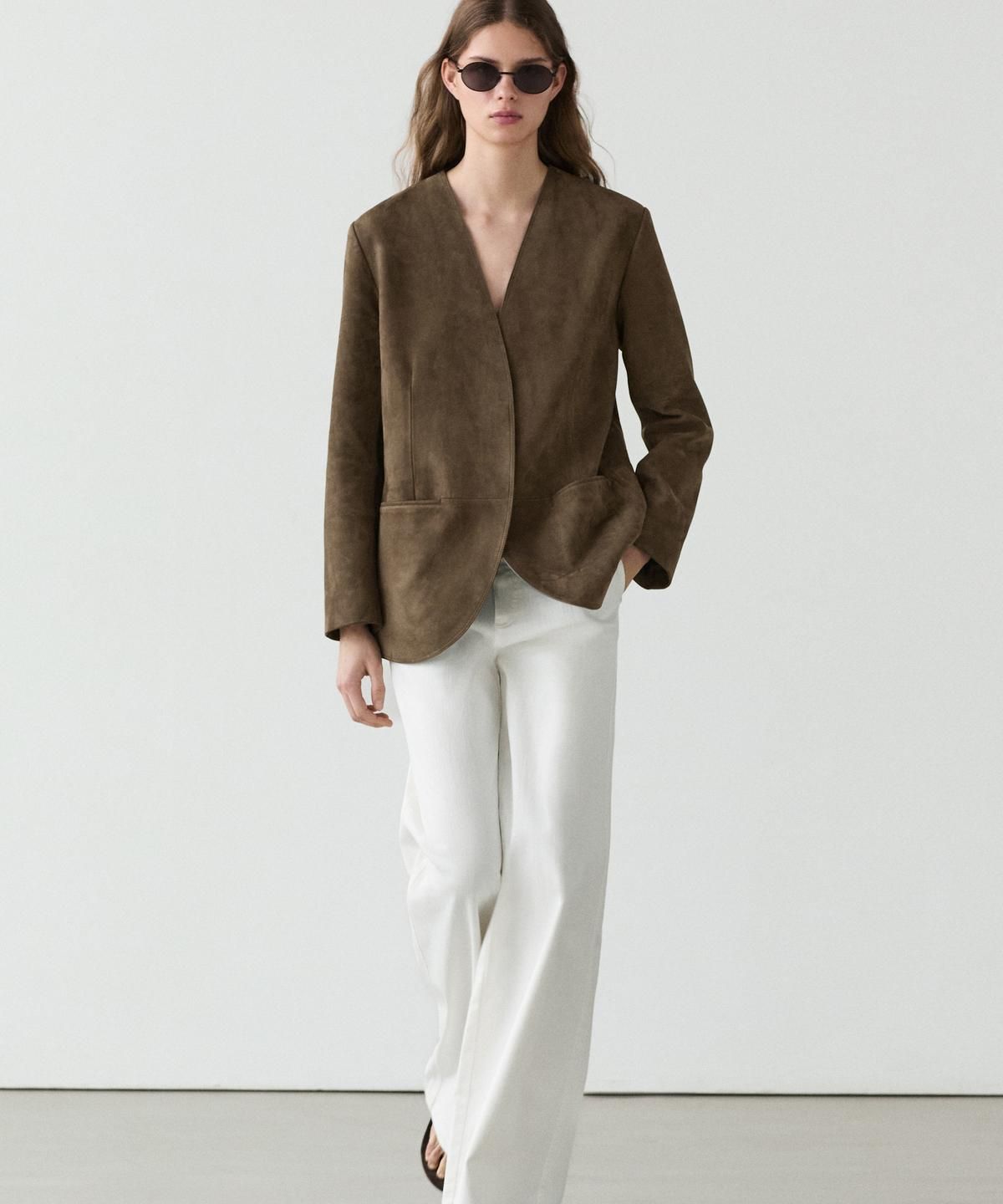 마시모두띠(MASSIMO DUTTI) 스웨이드 레더 블레이저