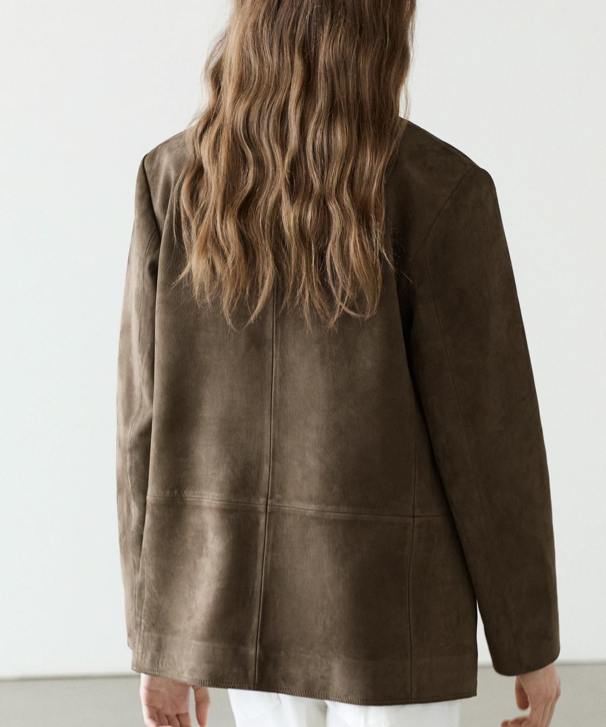 마시모두띠(MASSIMO DUTTI) 스웨이드 레더 블레이저