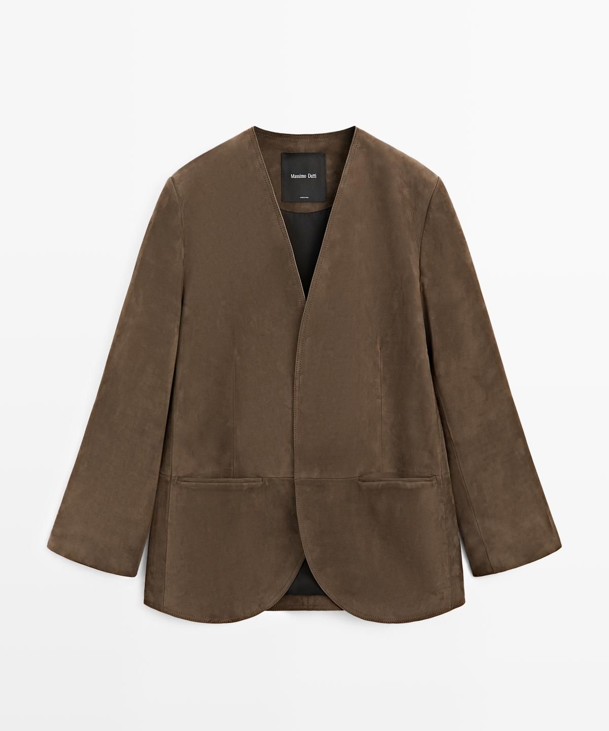 마시모두띠(MASSIMO DUTTI) 스웨이드 레더 블레이저