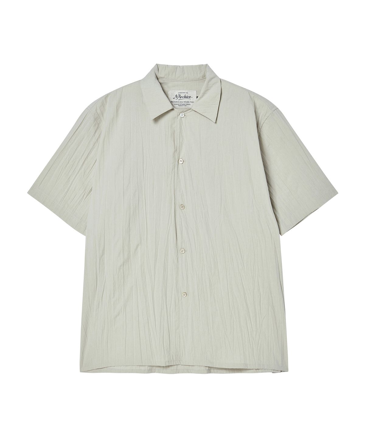 비욘드클로젯(BEYOND CLOSET) [COLLECTION LINE] 크리즈 코튼 오픈 카라 반팔 셔츠 베이지