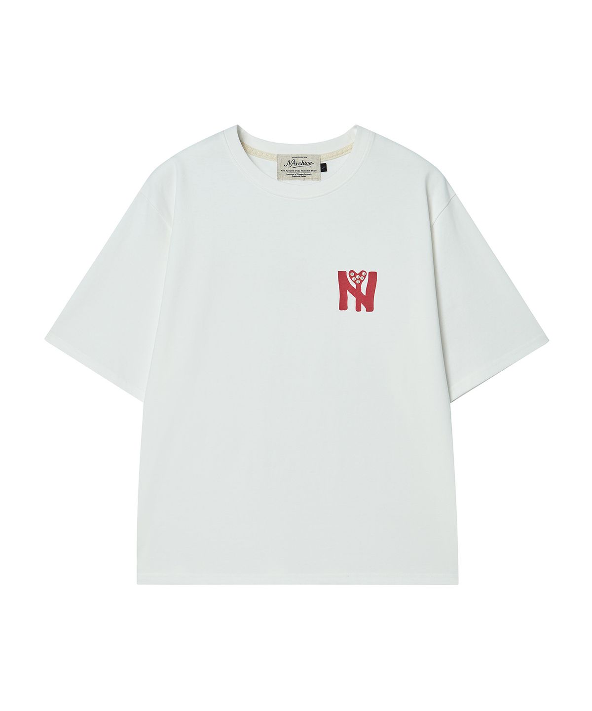 비욘드클로젯(BEYOND CLOSET) [COLLECTION LINE] 뉴욕 펄 로고 하프 티셔츠 화이트