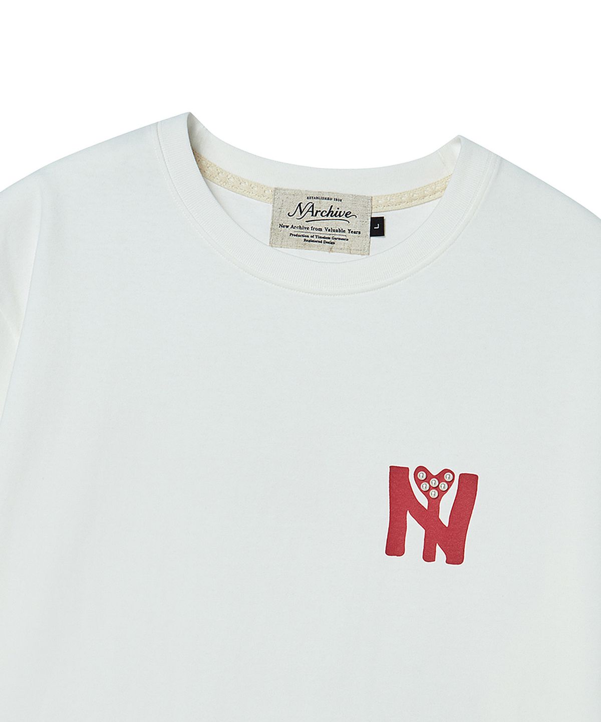 비욘드클로젯(BEYOND CLOSET) [COLLECTION LINE] 뉴욕 펄 로고 하프 티셔츠 화이트